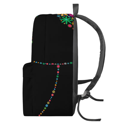 Colorful Flowers Yin Yang Print Backpack