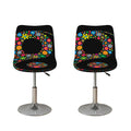 Colorful Flowers Yin Yang Print Bar Stool Covers
