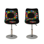 Colorful Flowers Yin Yang Print Bar Stool Covers