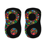 Colorful Flowers Yin Yang Print Bar Stool Covers