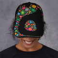 Colorful Flowers Yin Yang Print Baseball Cap