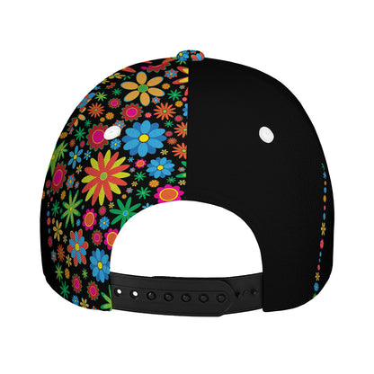 Colorful Flowers Yin Yang Print Baseball Cap