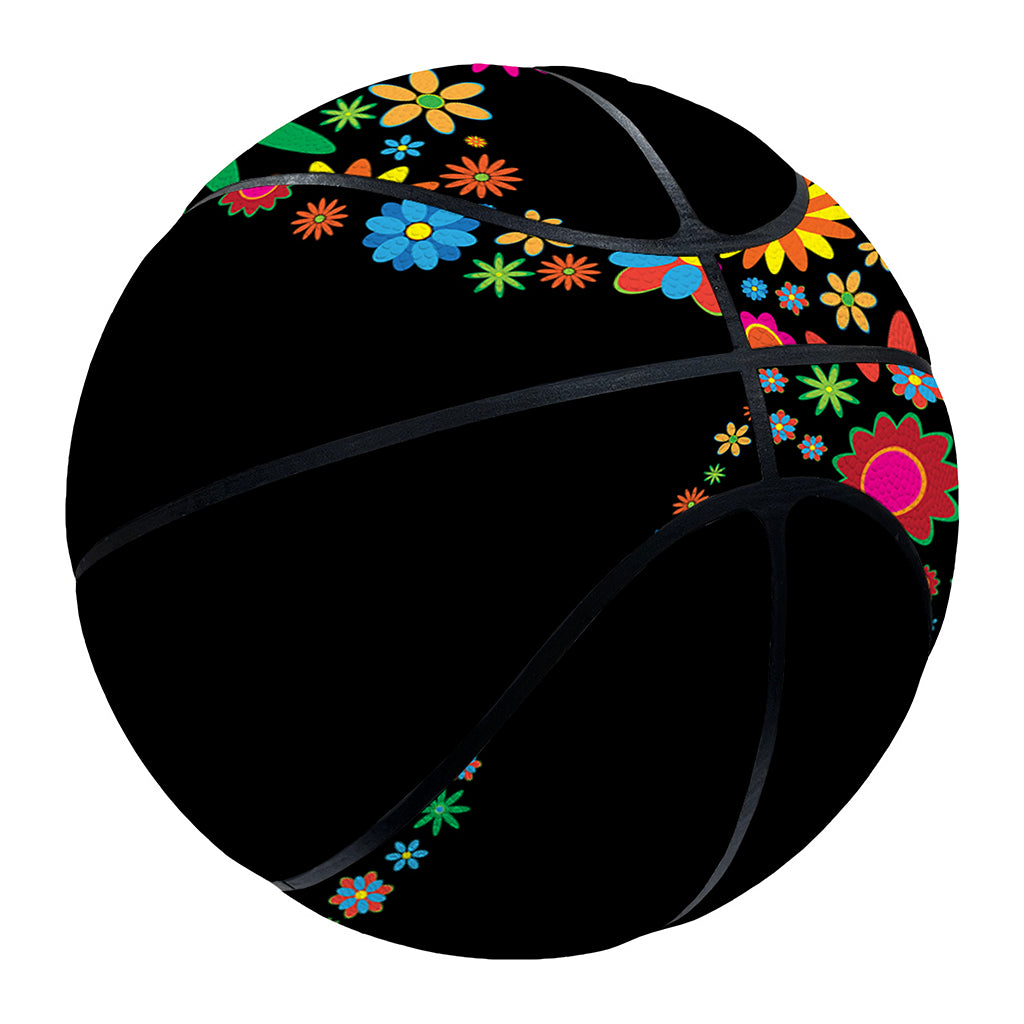 Colorful Flowers Yin Yang Print Basketball