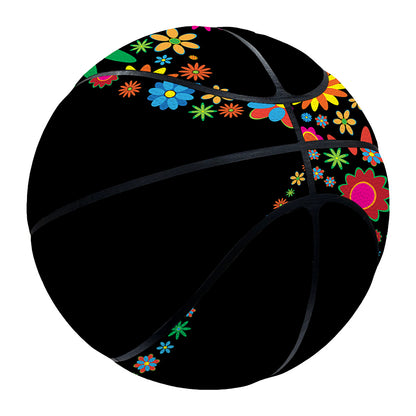 Colorful Flowers Yin Yang Print Basketball