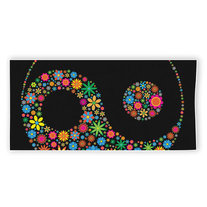Colorful Flowers Yin Yang Print Beach Towel