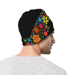 Colorful Flowers Yin Yang Print Beanie