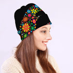 Colorful Flowers Yin Yang Print Beanie