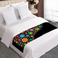 Colorful Flowers Yin Yang Print Bed Runner