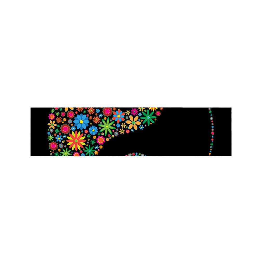 Colorful Flowers Yin Yang Print Bed Runner