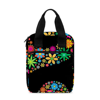 Colorful Flowers Yin Yang Print Bible Tote Bag