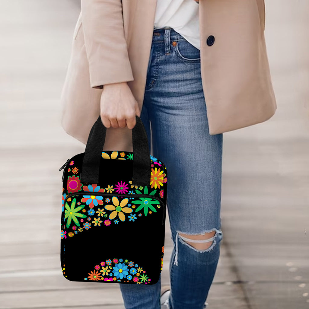 Colorful Flowers Yin Yang Print Bible Tote Bag