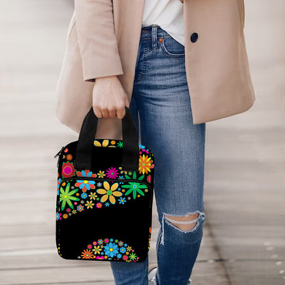 Colorful Flowers Yin Yang Print Bible Tote Bag