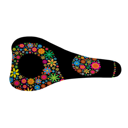 Colorful Flowers Yin Yang Print Bicycle Seat Cover