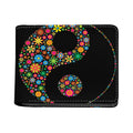 Colorful Flowers Yin Yang Print Bifold Wallet