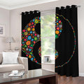 Colorful Flowers Yin Yang Print Dimout Grommet Curtains