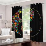 Colorful Flowers Yin Yang Print Blackout Grommet Curtains