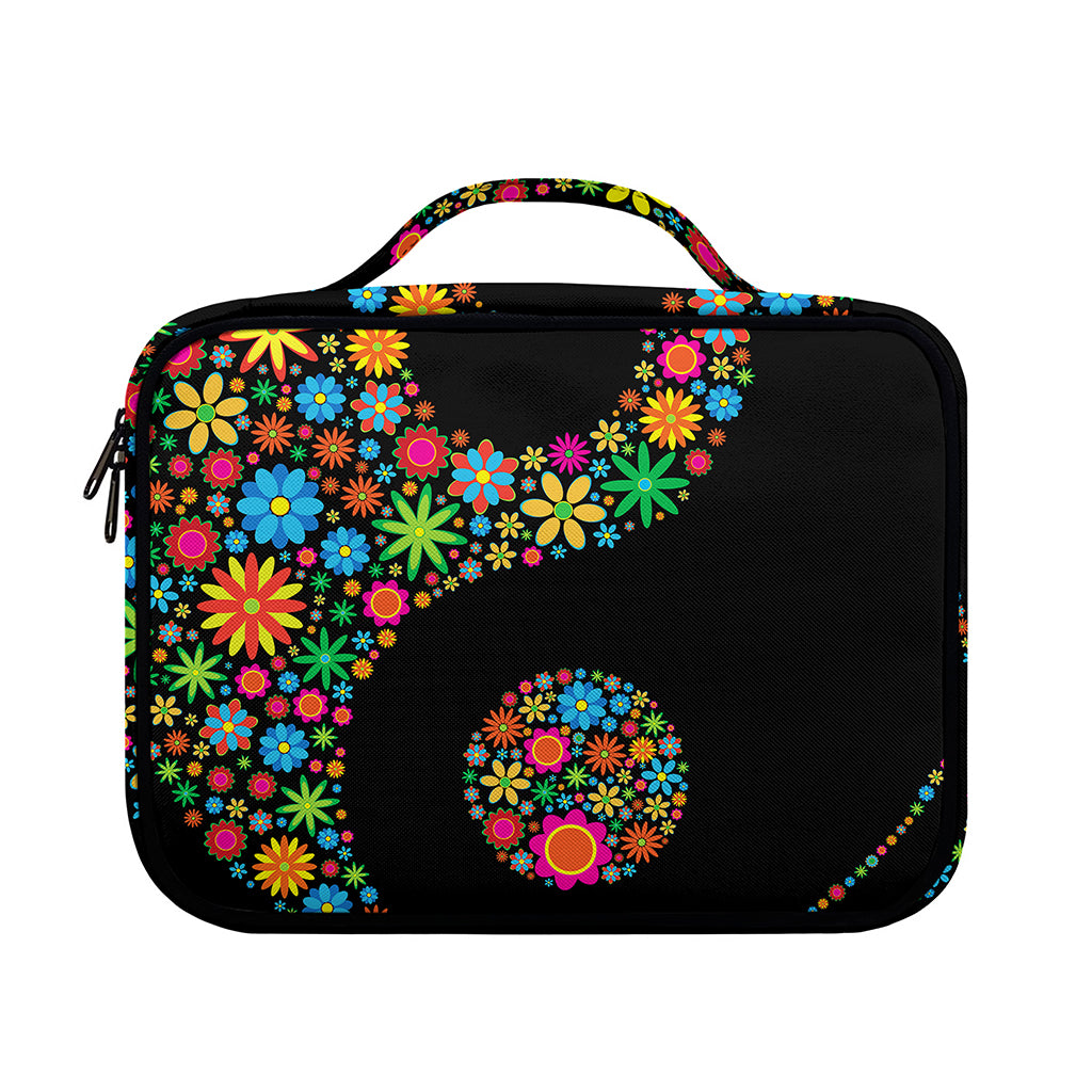 Colorful Flowers Yin Yang Print Briefcase Bible Bag