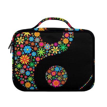 Colorful Flowers Yin Yang Print Briefcase Bible Bag