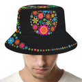 Colorful Flowers Yin Yang Print Bucket Hat