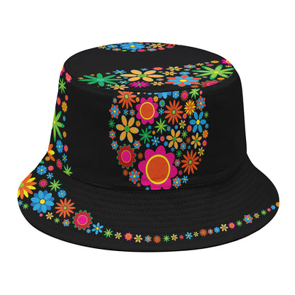 Colorful Flowers Yin Yang Print Bucket Hat