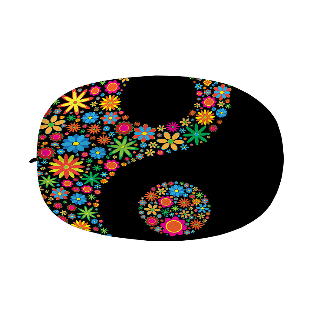 Colorful Flowers Yin Yang Print Car Side Mirror Covers