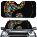 Colorful Flowers Yin Yang Print Car Windshield Sun Shade