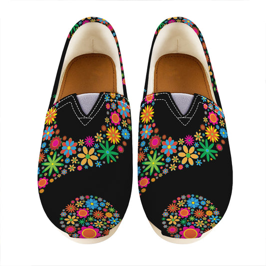Colorful Flowers Yin Yang Print Casual Shoes