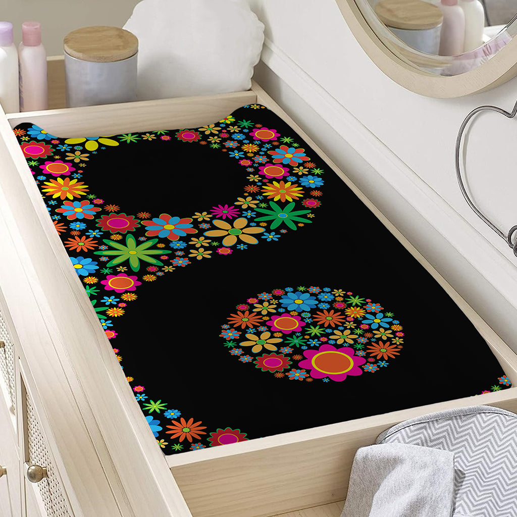 Colorful Flowers Yin Yang Print Changing Pad Cover