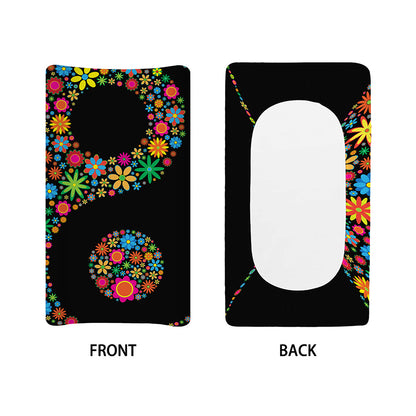Colorful Flowers Yin Yang Print Changing Pad Cover