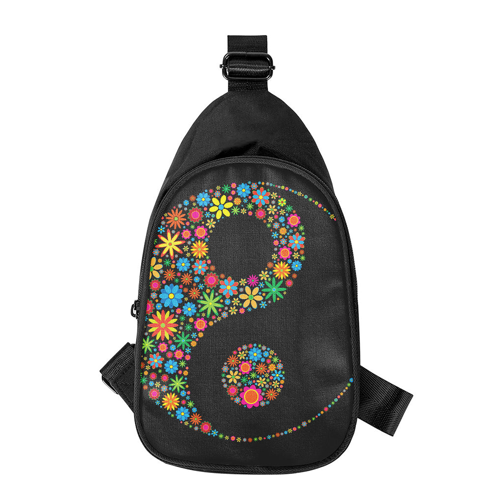 Colorful Flowers Yin Yang Print Chest Bag