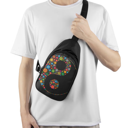 Colorful Flowers Yin Yang Print Chest Bag