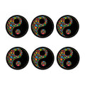 Colorful Flowers Yin Yang Print Coaster Set