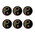 Colorful Flowers Yin Yang Print Coaster Set