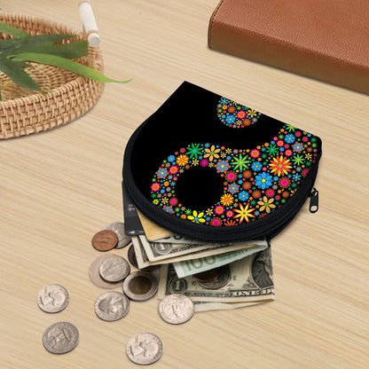 Colorful Flowers Yin Yang Print Coin Purse