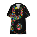 Colorful Flowers Yin Yang Print Cotton Hawaiian Shirt