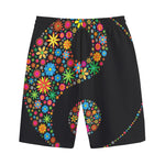 Colorful Flowers Yin Yang Print Cotton Shorts