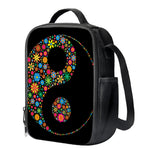 Colorful Flowers Yin Yang Print Crossbody Lunch Bag