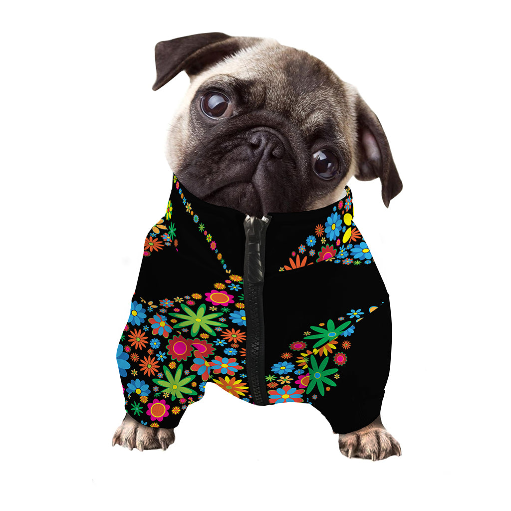 Colorful Flowers Yin Yang Print Dog Zip Up Jacket