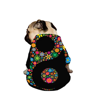 Colorful Flowers Yin Yang Print Dog Zip Up Jacket
