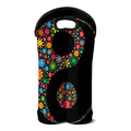 Colorful Flowers Yin Yang Print Double Neoprene Wine Tote