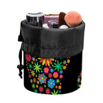 Colorful Flowers Yin Yang Print Drawstring Makeup Bag