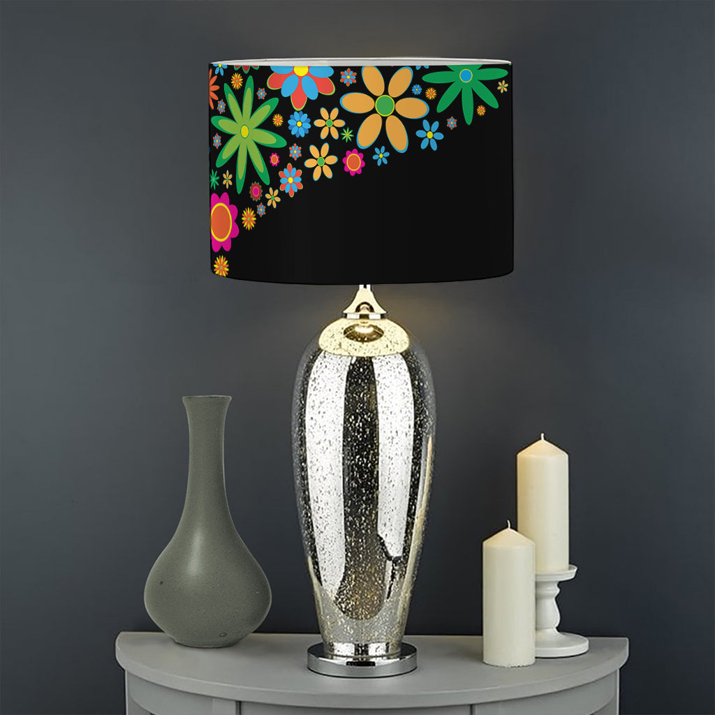 Colorful Flowers Yin Yang Print Drum Lamp Shade
