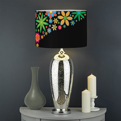 Colorful Flowers Yin Yang Print Drum Lamp Shade
