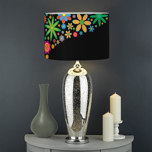 Colorful Flowers Yin Yang Print Drum Lamp Shade