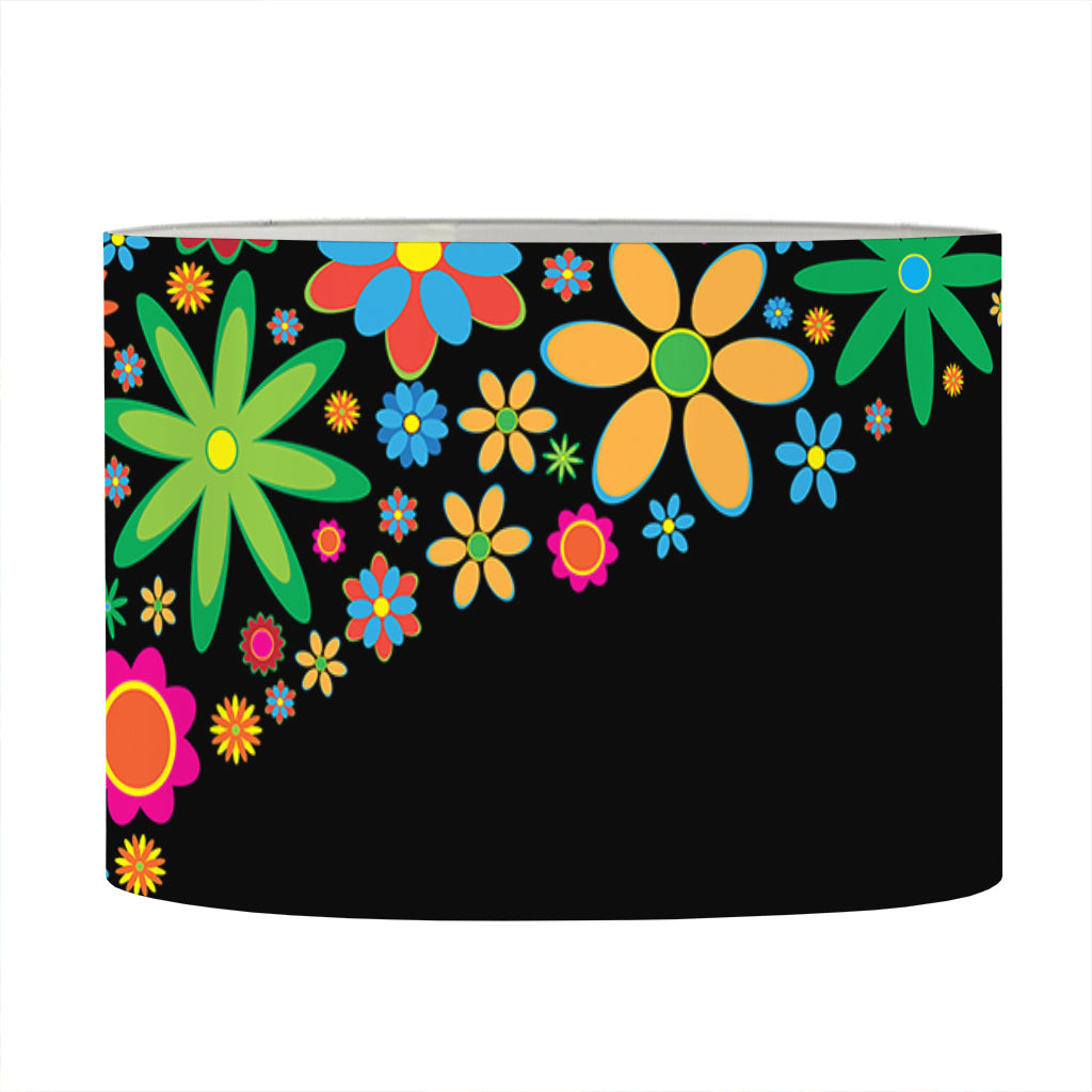 Colorful Flowers Yin Yang Print Drum Lamp Shade