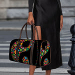 Colorful Flowers Yin Yang Print Duffle Bag