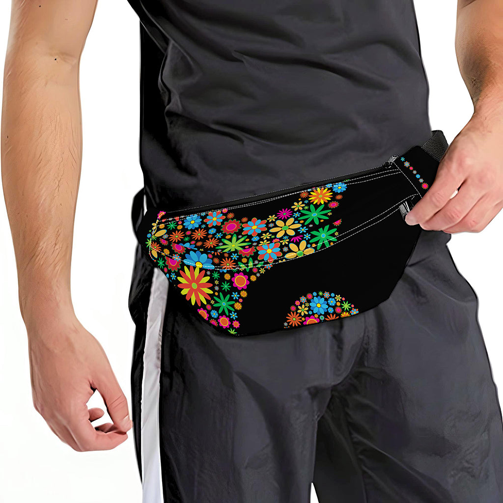Colorful Flowers Yin Yang Print Fanny Pack
