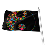 Colorful Flowers Yin Yang Print Flag