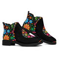 Colorful Flowers Yin Yang Print Flat Ankle Boots