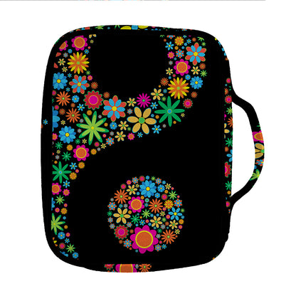 Colorful Flowers Yin Yang Print Front Pocket Bible Bag